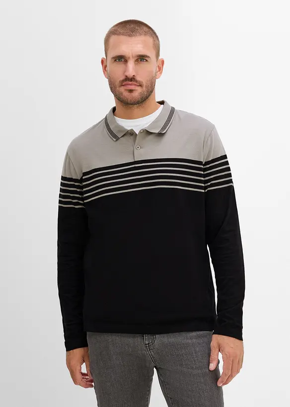 Poloshirt aus reiner Bio-Baumwolle in grau von vorne (im Anschnitt) - bonprix