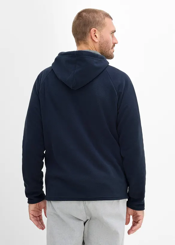 Fleecepullover mit Kapuze in blau von hinten (im Anschnitt) - bonprix
