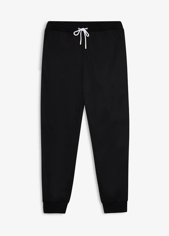 Thermo-Jogginghose mit flauschigem Teddyfleece in schwarz von vorne - bonprix