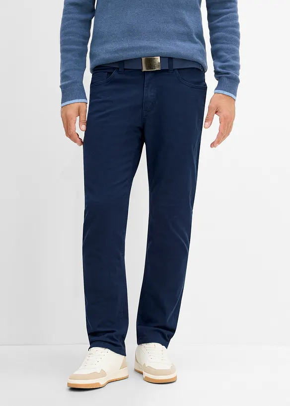Regular Fit Thermohose mit Gürtel, Straight in blau von vorne - bonprix