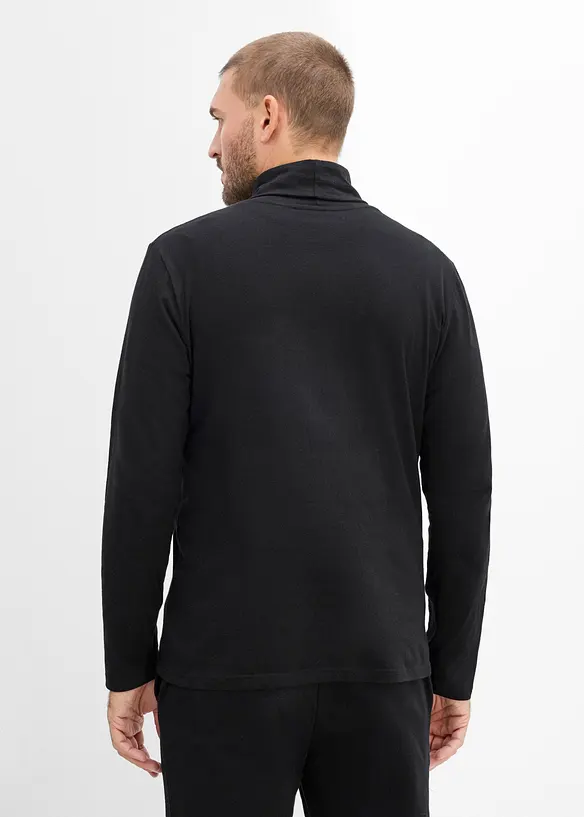 Rollkragenshirt aus reiner Bio-Baumwolle in schwarz von hinten (im Anschnitt) - bonprix