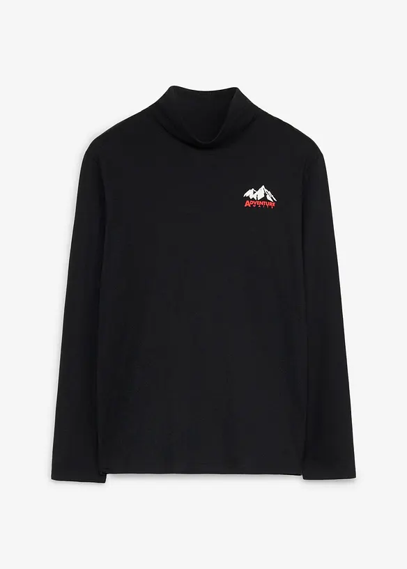 Rollkragenshirt aus reiner Bio-Baumwolle in schwarz von vorne - bonprix