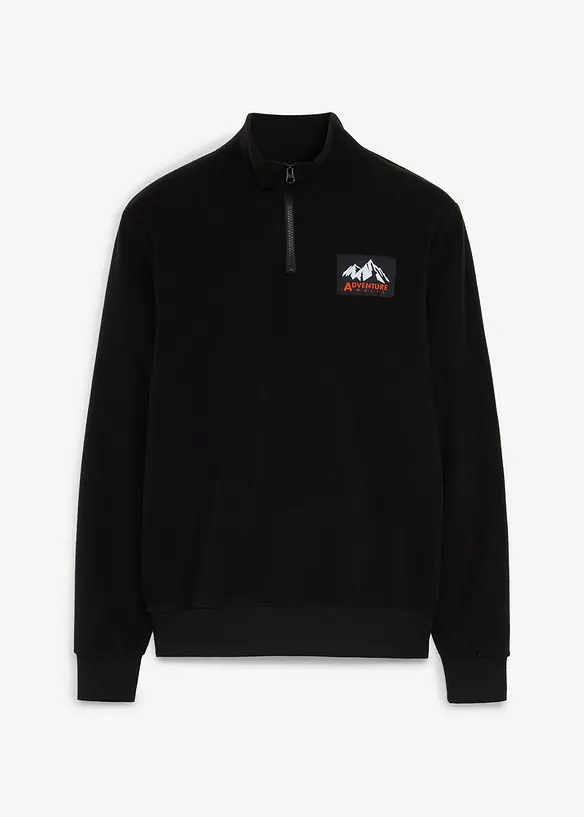 Fleecepullover in Regular Fit in schwarz von vorne - bonprix