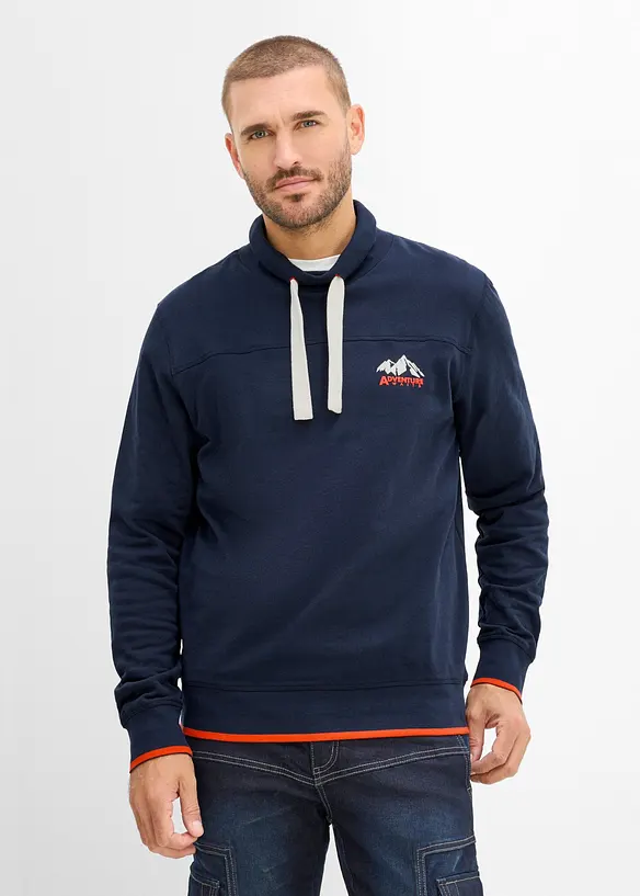 Sweatshirt in Regular Fit in blau von vorne (im Anschnitt) - bonprix
