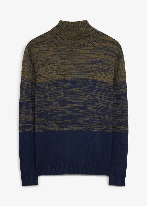 Rollkragenpullover in Regular Fit in grün von vorne - bonprix