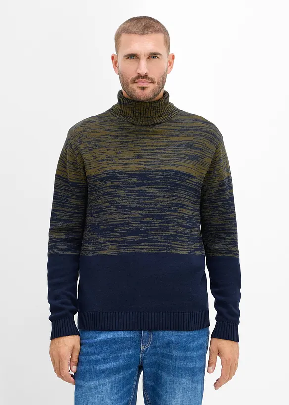 Rollkragenpullover in Regular Fit in grün von vorne (im Anschnitt) - bonprix