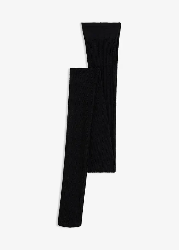 Strumpfhose mit Zopfmuster 70 DEN in schwarz von vorne - bonprix