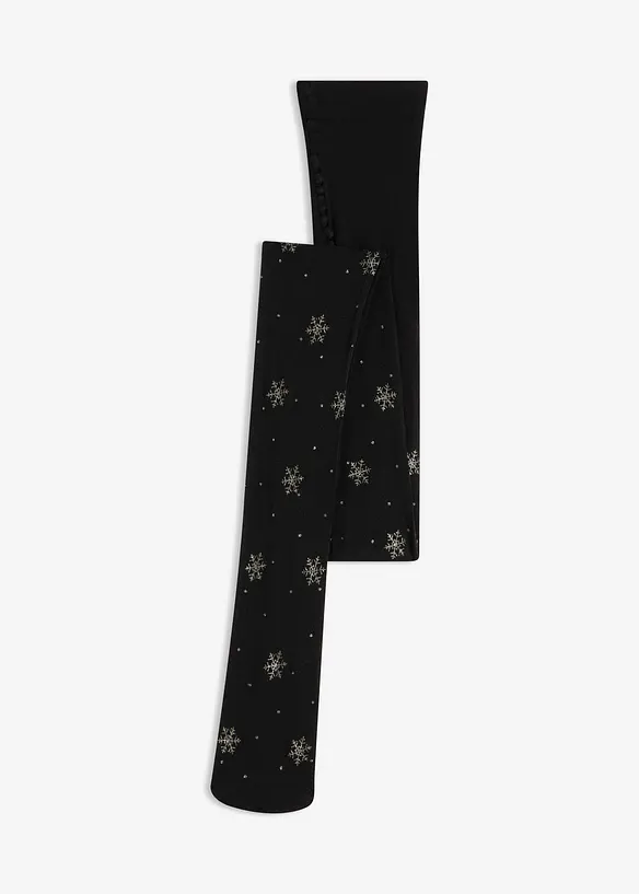 Feinstrumpfhose mit Weihnachtsmotiv 40 DEN in schwarz von vorne - bonprix