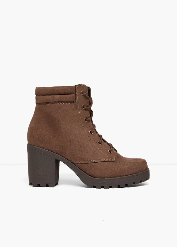 Schnürboots mit Blockabsatz in braun - bonprix Schnürboots mit Blockabsatz in braun - bonprix