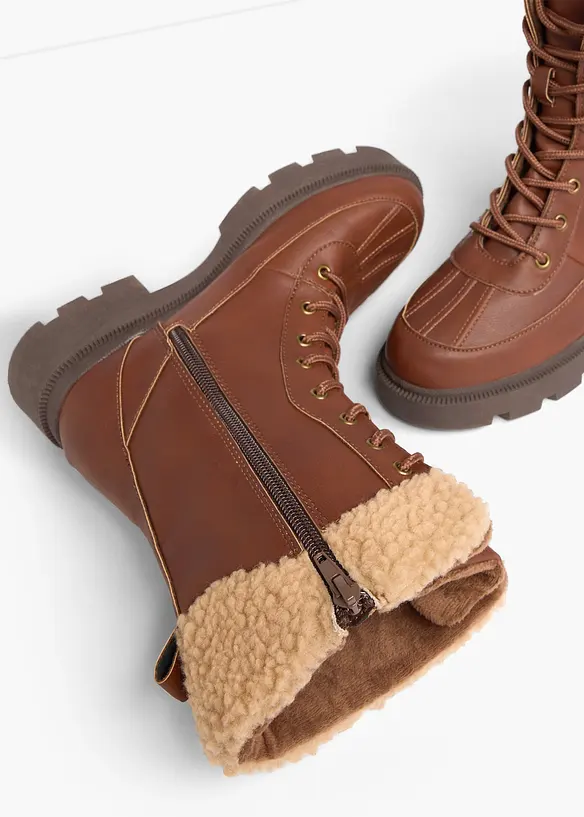 Gefütterte Schnürboots in braun - bonprix