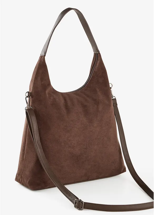 Beuteltasche in Velourslederoptik in braun von hinten - bonprix