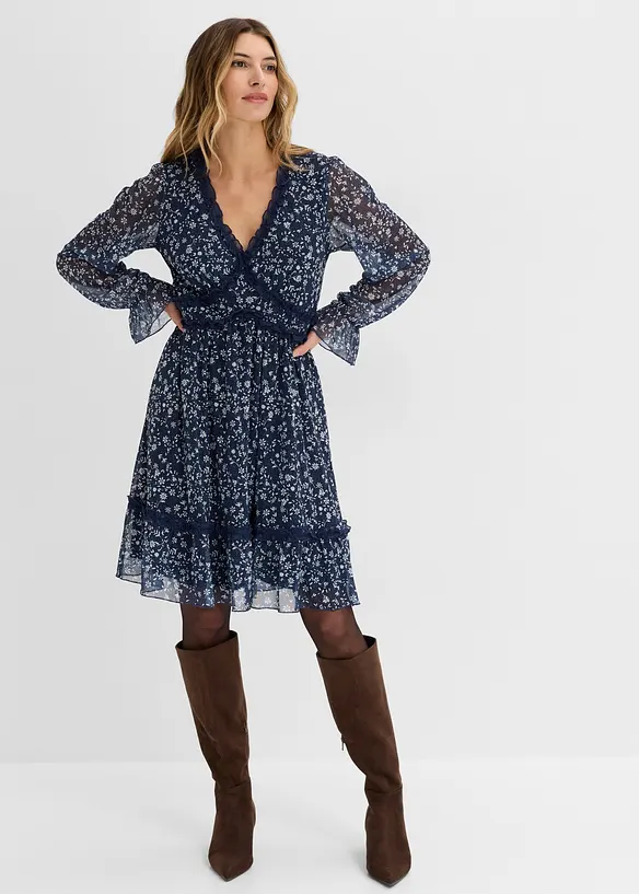 Minikleid aus feinem Mesh in blau von vorne (Totalaufnahme) - bonprix Minikleid aus feinem Mesh in blau von vorne (Totalaufnahme) - bonprix
