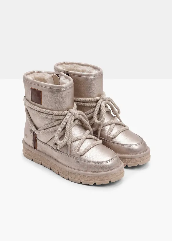 Gefütterte Mustang Schnürboots in beige - Mustang