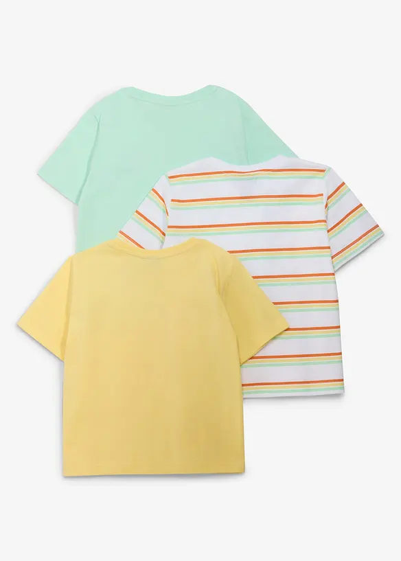 T-Shirt aus reiner Bio-Baumwolle (3er Pack) in gelb von hinten - bonprix