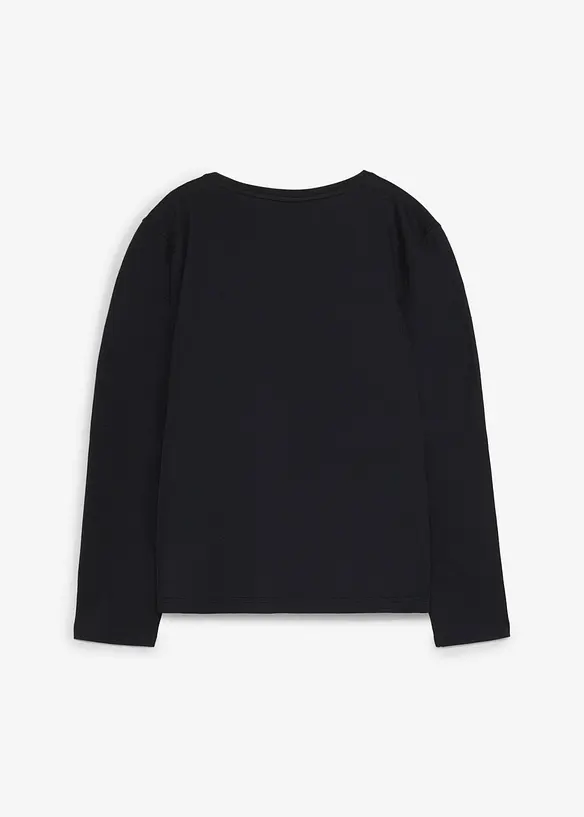 Weihnachtliches Langarmshirt aus Bio Baumwolle in schwarz von hinten - bonprix