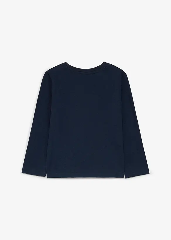 Weihnachtliches Langarmshirt mit Wendepailletten in blau von hinten - bonprix
