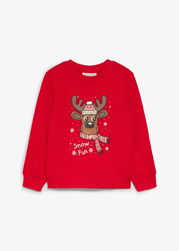 Weihnachtliches Sweatshirt aus Bio Baumwolle in rot von vorne - bonprix