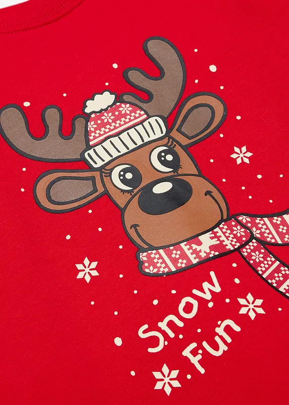 Weihnachtliches Sweatshirt aus Bio Baumwolle in rot - bonprix