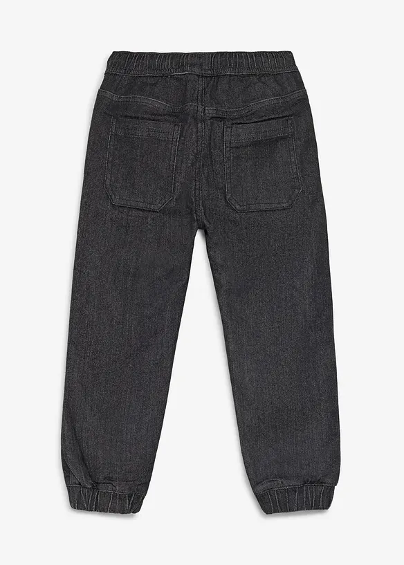 Thermo Regular Fit Schlupfjeans mit Jerseyfutter in schwarz von hinten - bonprix