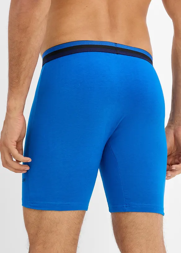Lange Boxershorts eng mit weicher Baumwolle (3er Pack) in blau von hinten - bonprix