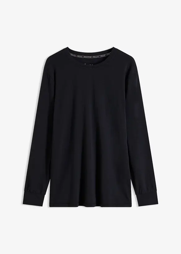 Sport-Shirt mit Baumwolle, schnelltrocknend in schwarz von vorne - bonprix Sport-Shirt mit Baumwolle, schnelltrocknend in schwarz von vorne - bonprix