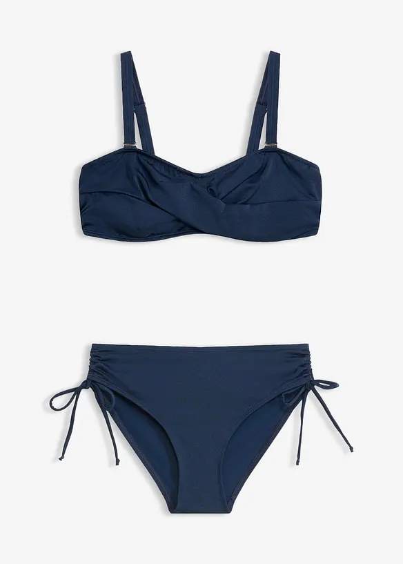 Balconette-Bikini aus glänzendem Material (2-tlg.Set) in blau von vorne - bonprix