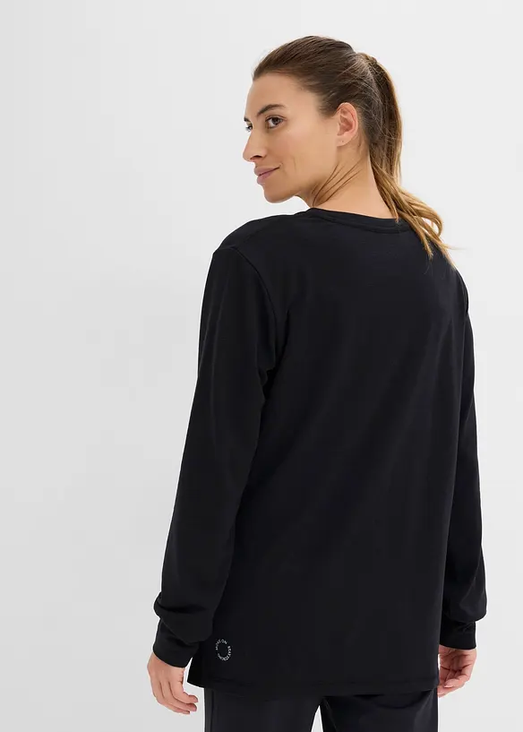 Sport-Shirt mit Baumwolle, schnelltrocknend in schwarz von hinten (im Anschnitt) - bonprix Sport-Shirt mit Baumwolle, schnelltrocknend in schwarz von hinten (im Anschnitt) - bonprix