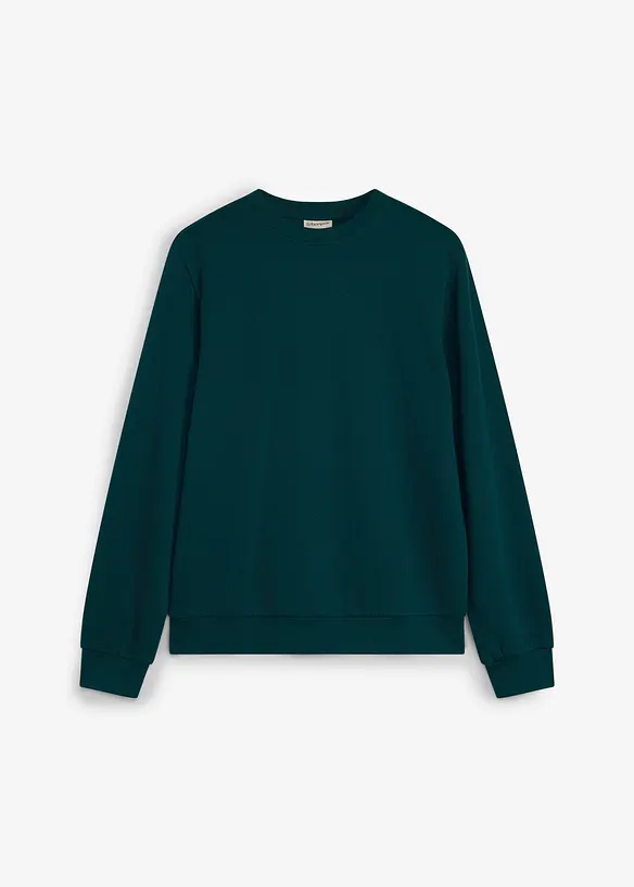 Sweatshirt aus weichem Baumwoll-Mix in petrol von vorne - bonprix