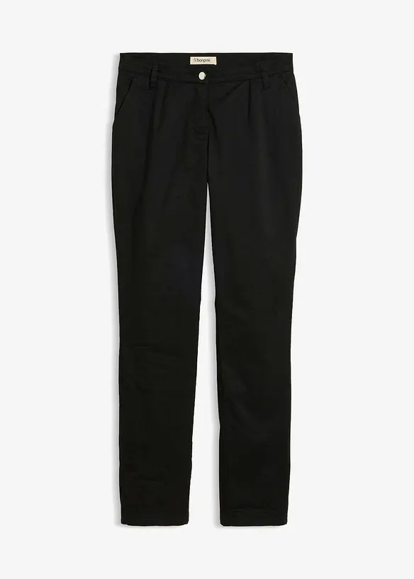 Gefütterte Chinohose aus elastischem Baumwoll-Mix in schwarz von vorne - bonprix Gefütterte Chinohose aus elastischem Baumwoll-Mix in schwarz von vorne - bonprix