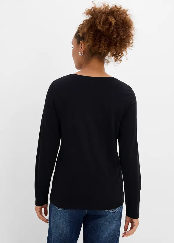 Langarmshirt mit Weihnachtsmotiv in schwarz von hinten (im Anschnitt) - bonprix Langarmshirt mit Weihnachtsmotiv in schwarz von hinten (im Anschnitt) - bonprix