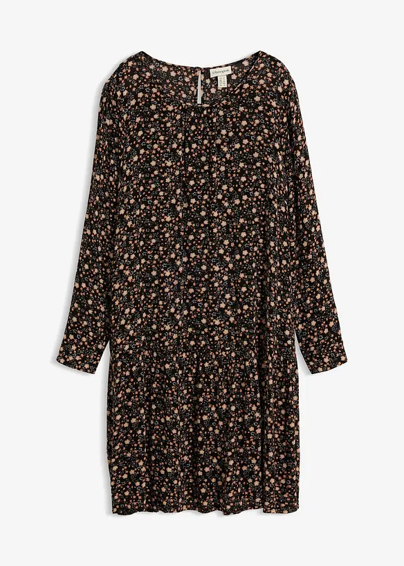 Kleid aus fließender Viskose in schwarz von vorne - bonprix Kleid aus fließender Viskose in schwarz von vorne - bonprix