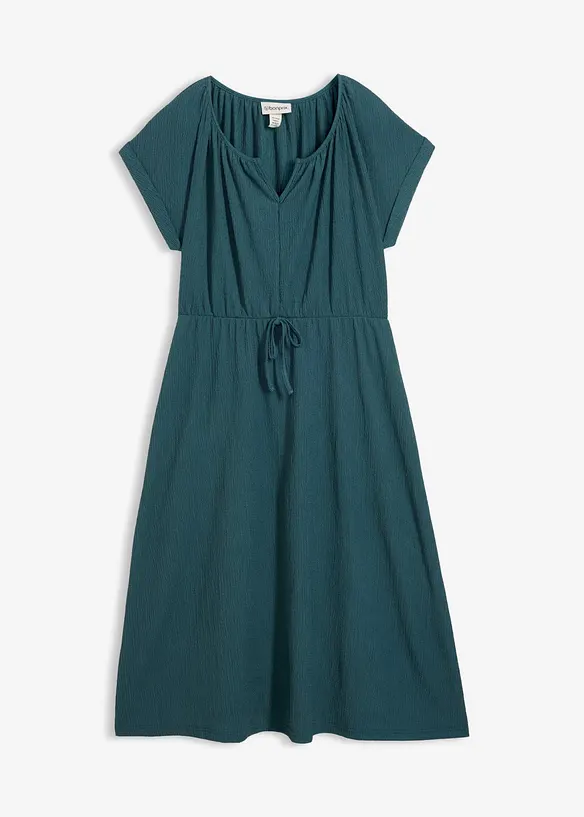 Jersey Kleid aus fließendem Viskose-Mix in petrol von vorne - bonprix Jersey Kleid aus fließendem Viskose-Mix in petrol von vorne - bonprix