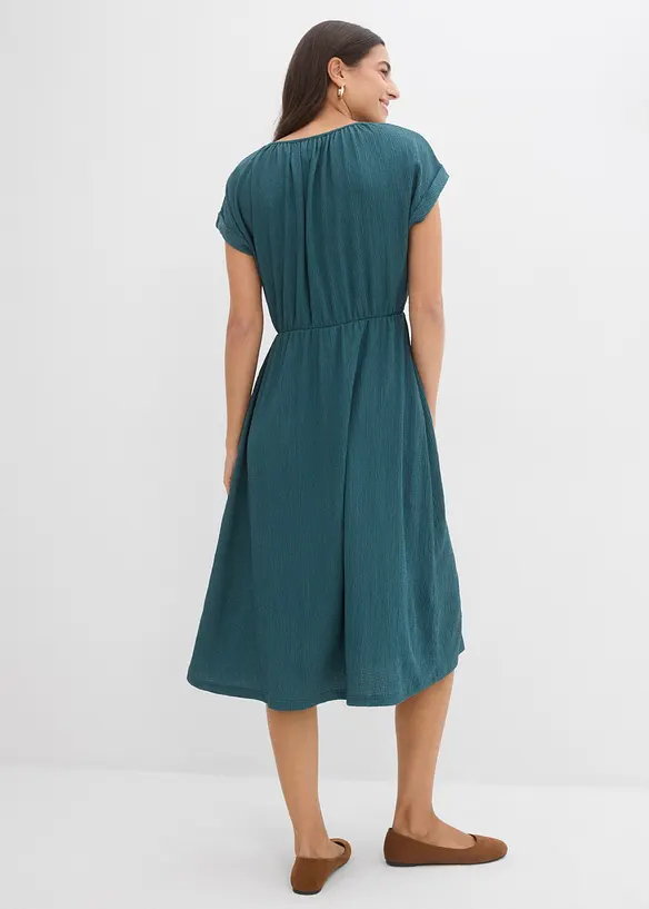 Jersey Kleid aus fließendem Viskose-Mix in petrol von hinten (Totalaufnahme) - bonprix Jersey Kleid aus fließendem Viskose-Mix in petrol von hinten (Totalaufnahme) - bonprix