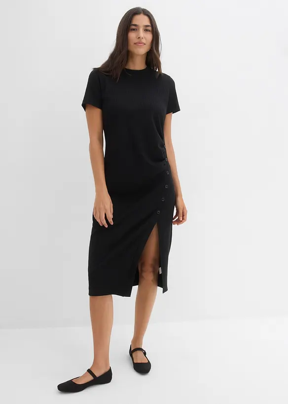 Shirtkleid aus Strukturware in schwarz von vorne (Totalaufnahme) - bonprix Shirtkleid aus Strukturware in schwarz von vorne (Totalaufnahme) - bonprix