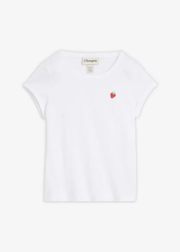 T-Shirt aus reiner Baumwolle in weiß von vorne - bonprix