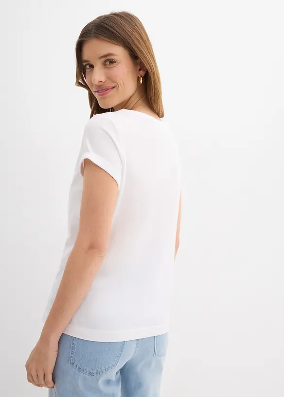 T-Shirt aus reiner Baumwolle in weiß von hinten (im Anschnitt) - bonprix