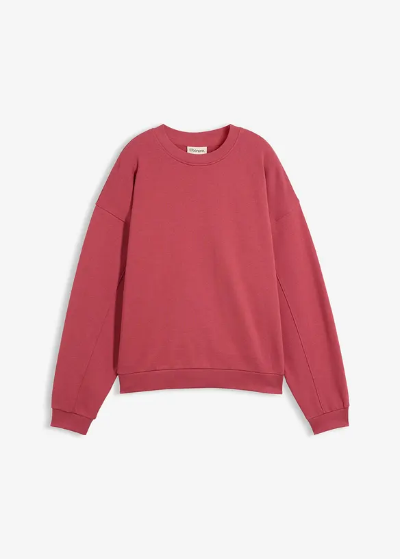 Oversize-Sweatshirt aus reiner Bio-Baumwolle in rot von vorne - bonprix