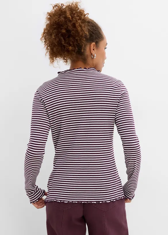Rippshirt (2er Pack) aus reiner Baumwolle in lila von hinten (im Anschnitt) - bonprix