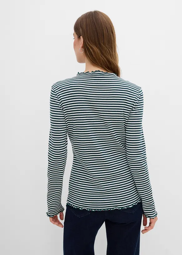 Rippshirt (2er Pack) aus reiner Baumwolle in grün von hinten (im Anschnitt) - bonprix