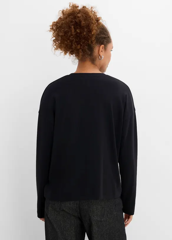 Oversize-Langarmshirt aus schwerer Bio-Baumwolle in schwarz von hinten (im Anschnitt) - bonprix Oversize-Langarmshirt aus schwerer Bio-Baumwolle in schwarz von hinten (im Anschnitt) - bonprix