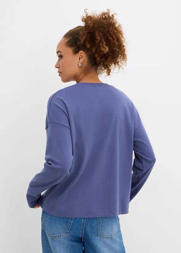 Oversize-Langarmshirt aus schwerer Bio-Baumwolle in blau von hinten (im Anschnitt) - bonprix Oversize-Langarmshirt aus schwerer Bio-Baumwolle in blau von hinten (im Anschnitt) - bonprix