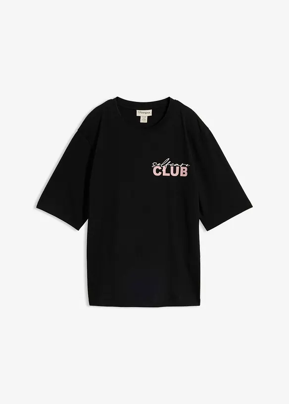 T-Shirt aus reiner Bio-Baumwolle in schwarz von vorne - bonprix