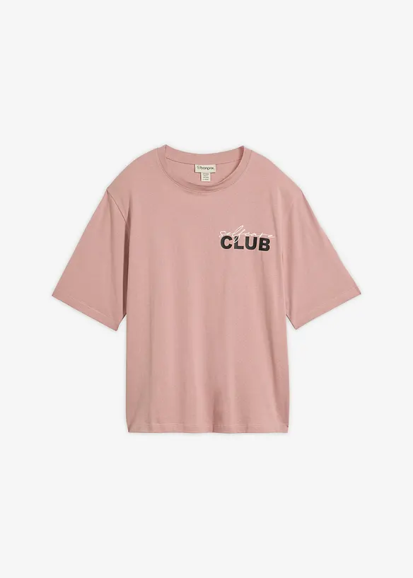 T-Shirt aus reiner Bio-Baumwolle in rosa von vorne - bonprix