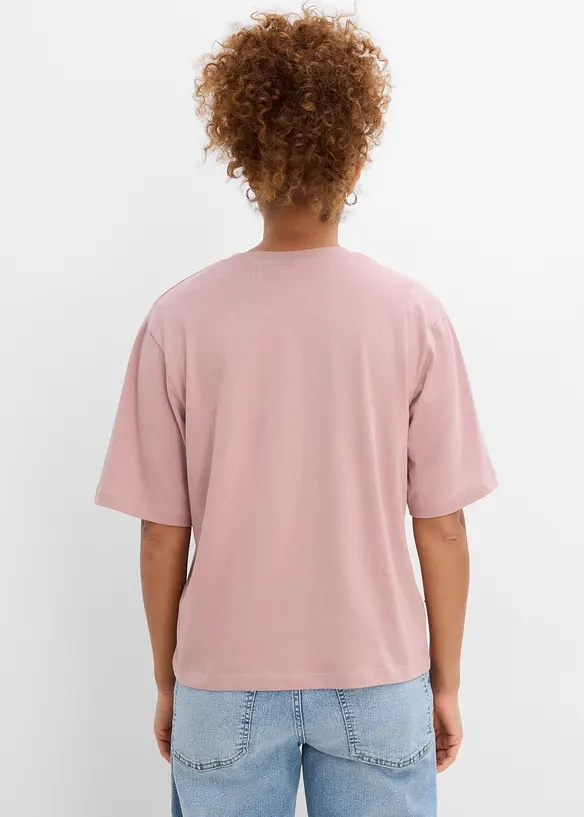 T-Shirt aus reiner Bio-Baumwolle in rosa von hinten (im Anschnitt) - bonprix