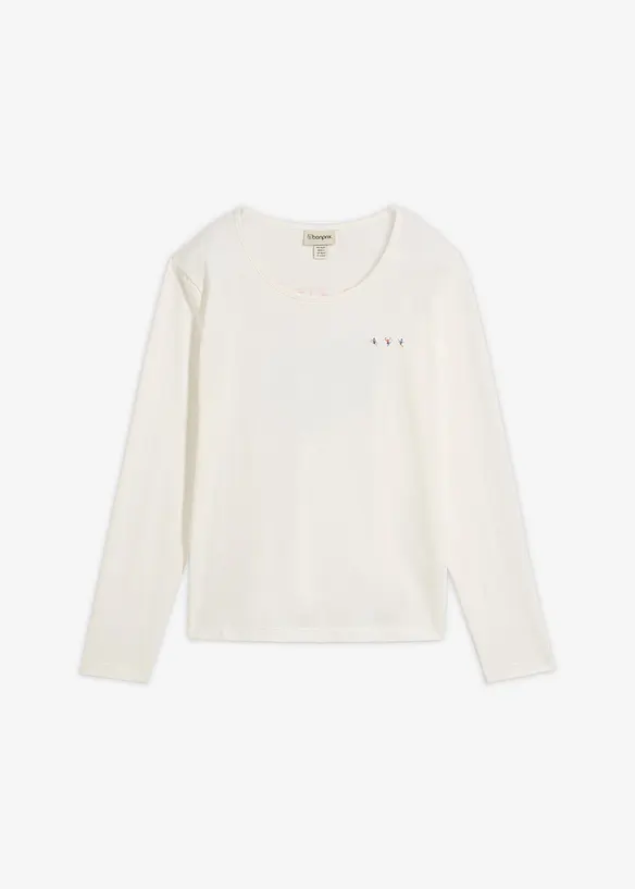 Langarmshirt aus purer Bio-Baumwolle in weiß von vorne - bonprix