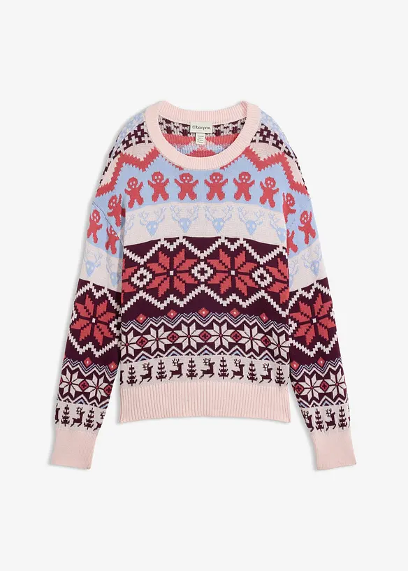 Pullover aus Baumwoll-Mix in blau von vorne - bonprix