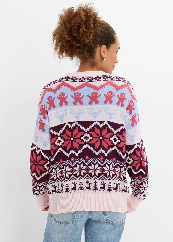 Pullover aus Baumwoll-Mix in blau von hinten (im Anschnitt) - bonprix