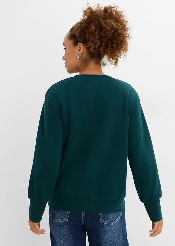 Sweatshirt aus Baumwoll-Mix in grün von hinten (im Anschnitt) - bonprix