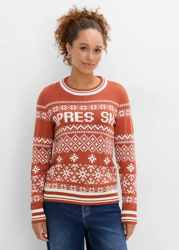 Pullover aus Baumwoll-Mix in braun von vorne (im Anschnitt) - bonprix