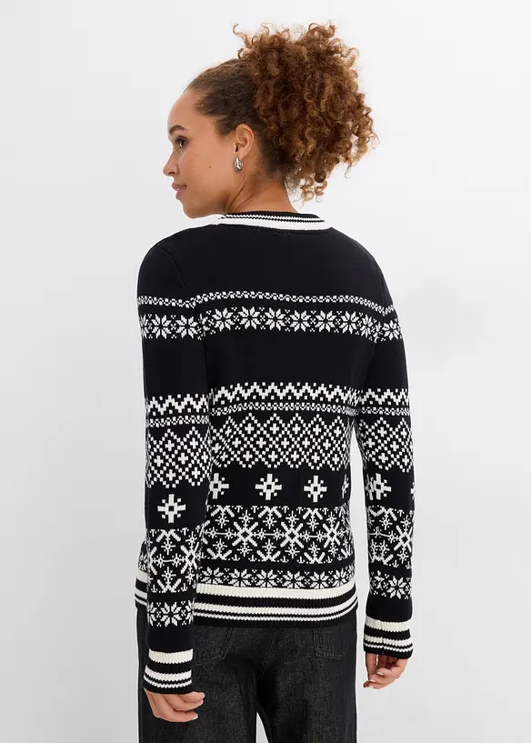 Pullover aus Baumwoll-Mix in schwarz von hinten (im Anschnitt) - bonprix